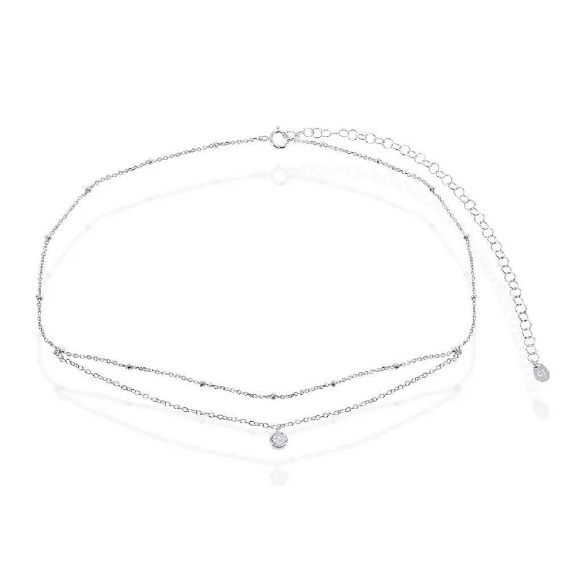 Sterling Silver Double Strand Beads By The Yard Choker Necklace