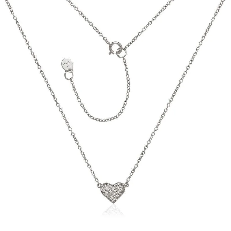 Sterling Silver CZ Heart Necklace