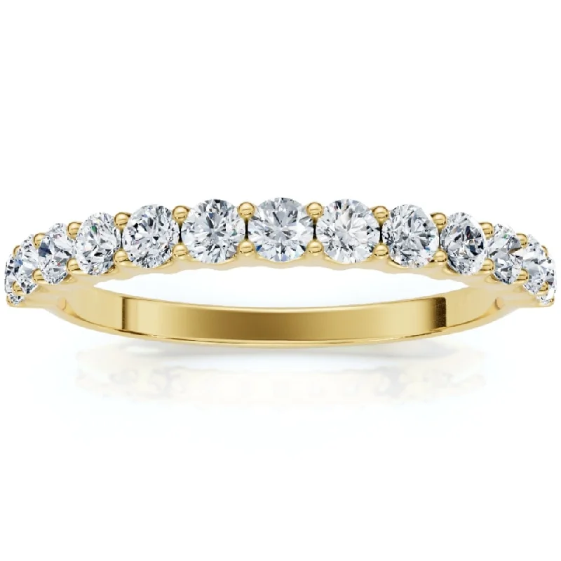 1/2 Ct TDW Diamond Wedding Ring Womens Anniversary Band Yellow Gold