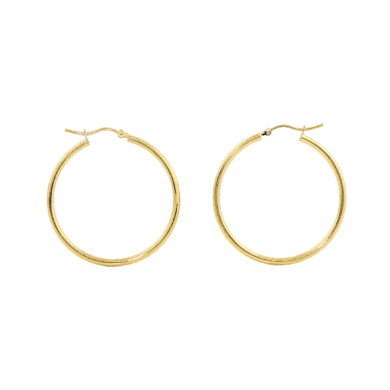 14k Gold x 2mm Slim Round Tube Hoops