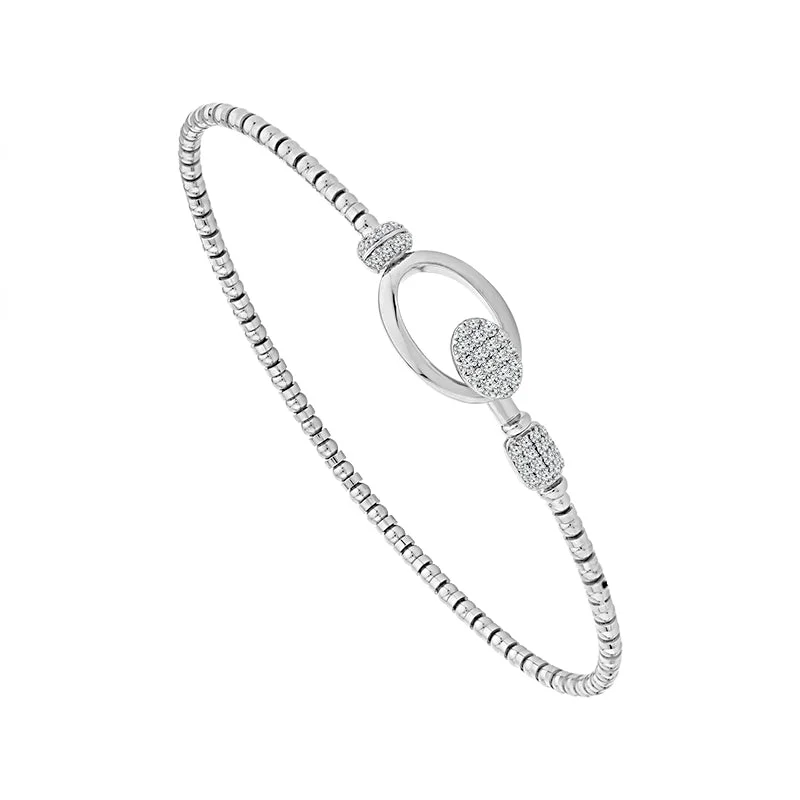 1/4 Ctw Flexible Diamond Bangle Bracelet in 14 Karat White Gold