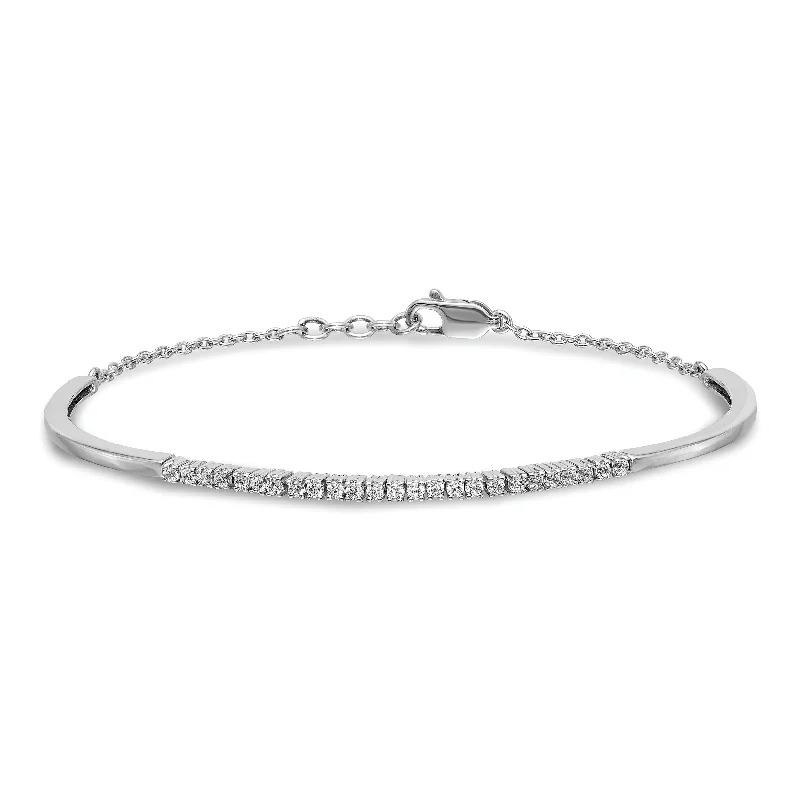 14k White Gold Diamond Bangle Bracelet