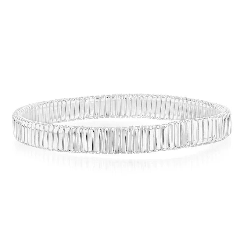 Sterling Silver Polished Wide Ribbed 68mm Bangle