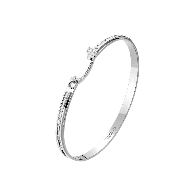 NOUVEL HERITAGE 18K WHITE GOLD BF'S WEDDING DIAMOND BANGLE BRACELET