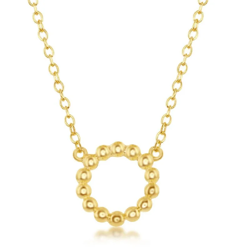 Sterling Silver Designed Open Circle Necklace - Gold Plated