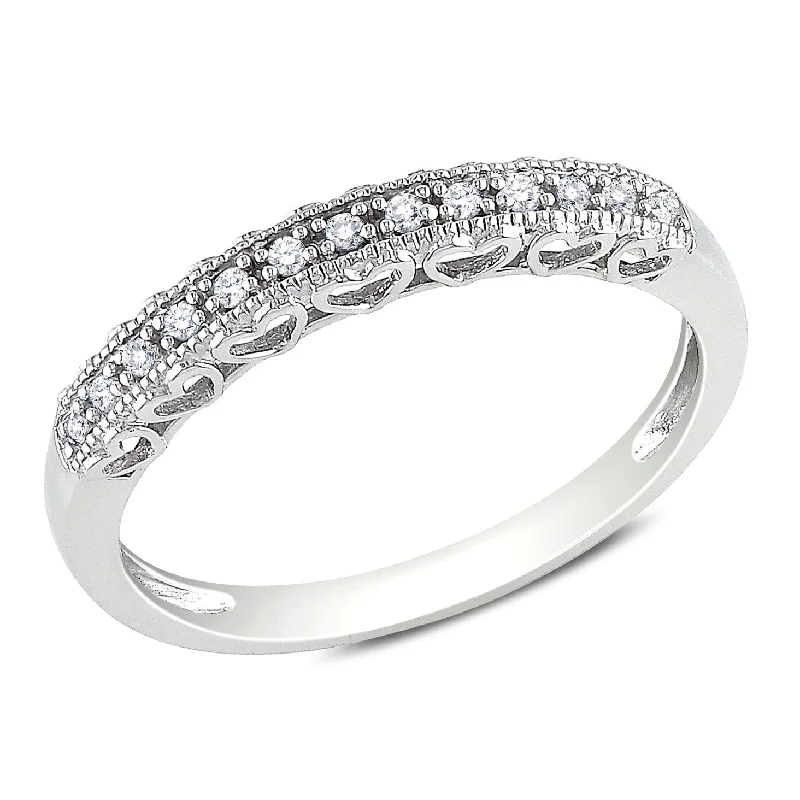 Miadora 10k White Gold Diamond Accent Anniversary Heart Ring