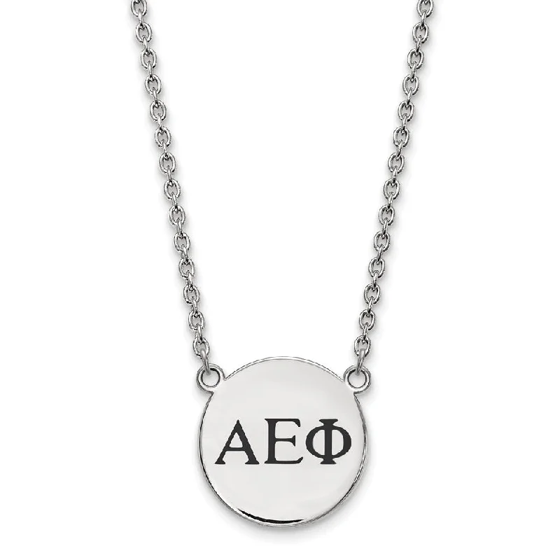 Sterling Silver Alpha Epsilon Phi Small Enamel Greek Letters Necklace