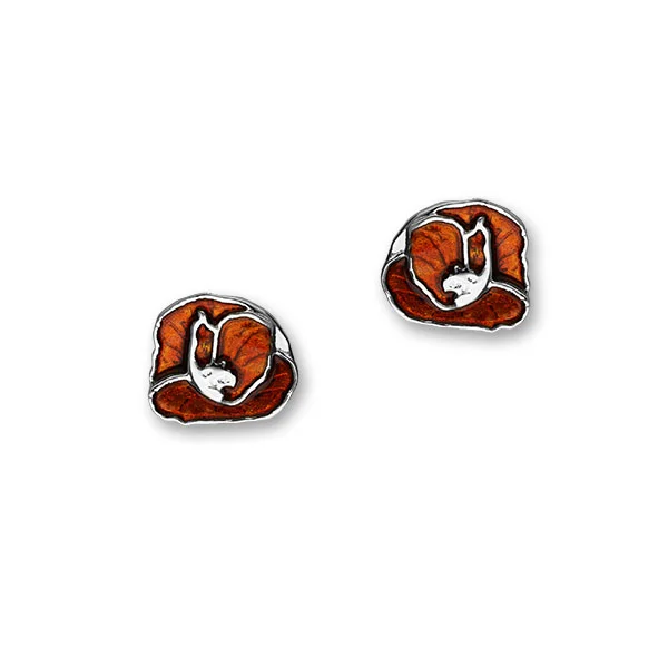 Poppy Sterling Silver & Enamel Stud Earrings, EE555