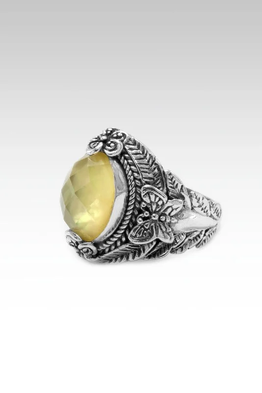 Ephemeral Ring™ in Buttercup Mother of Pearl Quartz Triplet