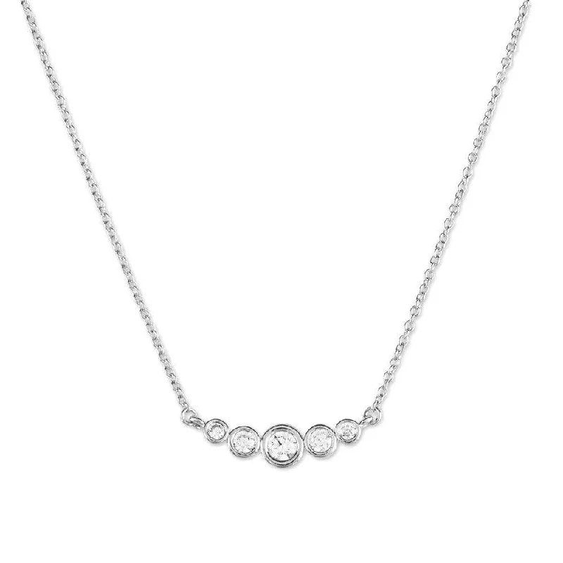 Sterling Silver Graduating Micro Pave CZ Necklace