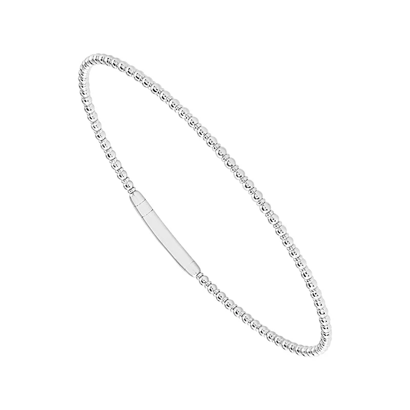 14 Karat White Gold Beaded Flexible Bangle Bracelet