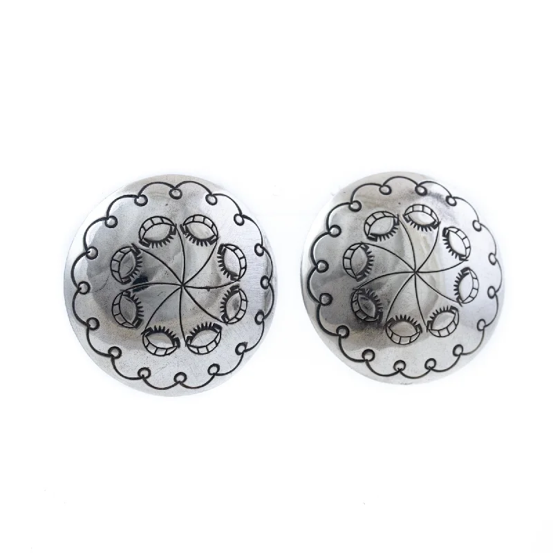 Domed Silver Concho Earrings