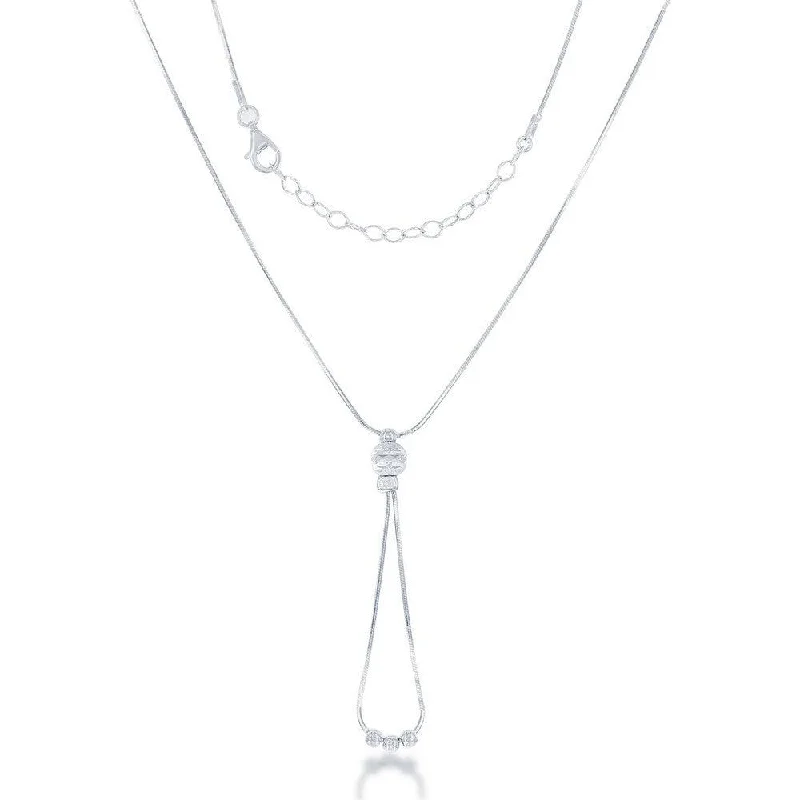 Sterling Silver Square Snake Loop Bead Necklace