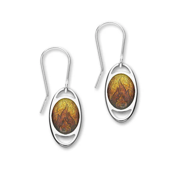 Elements Fire Sterling Silver & Enamel Drop Earrings, EE509