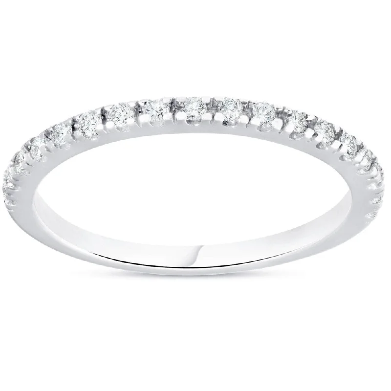 Pompeii3 10k White Gold 1/4 ct TDW Diamond Wedding Ring Stackable Womens Anniversary Band