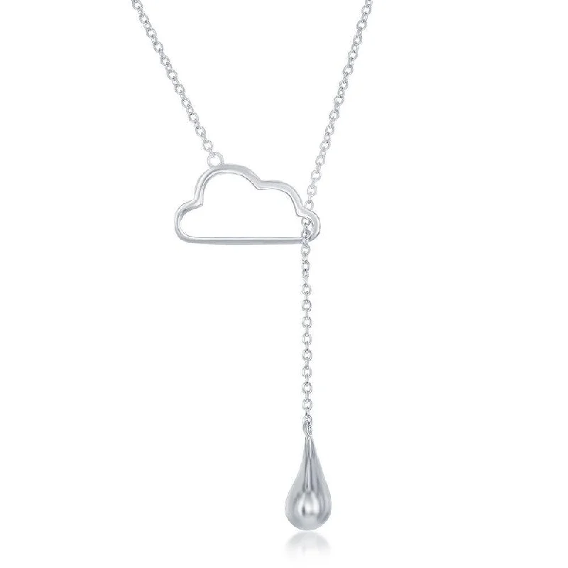 Sterling Silver Cloud and Hanging Raindrop Necklace