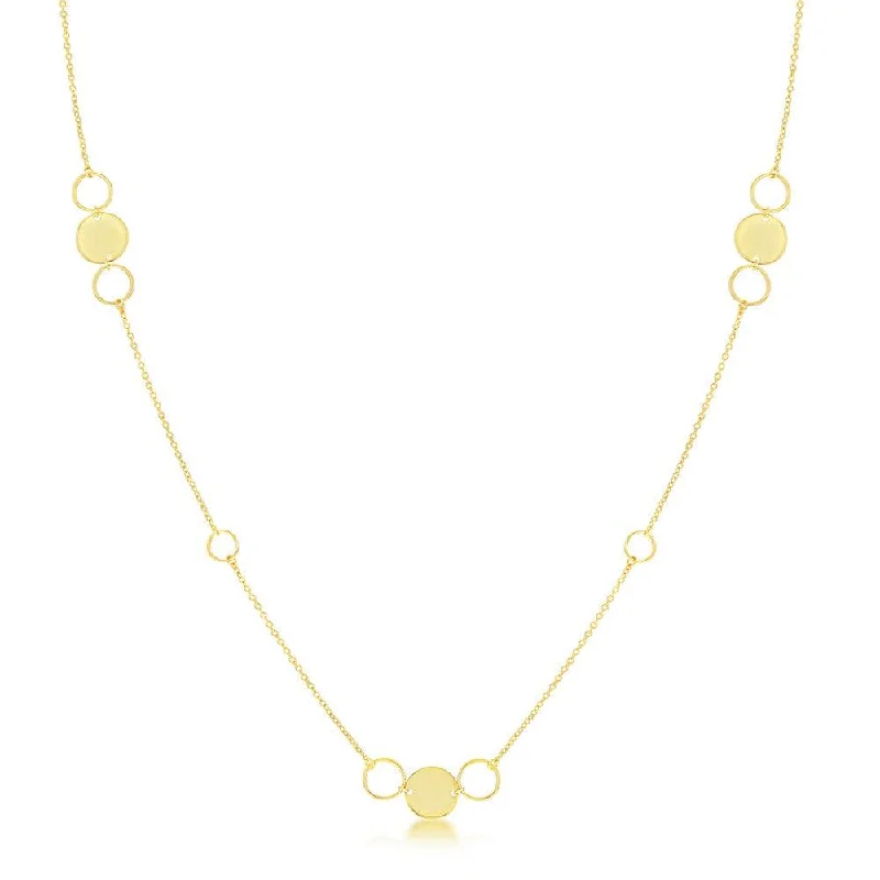 Sterling Silver Gold Plated Polished Open Disc Necklace