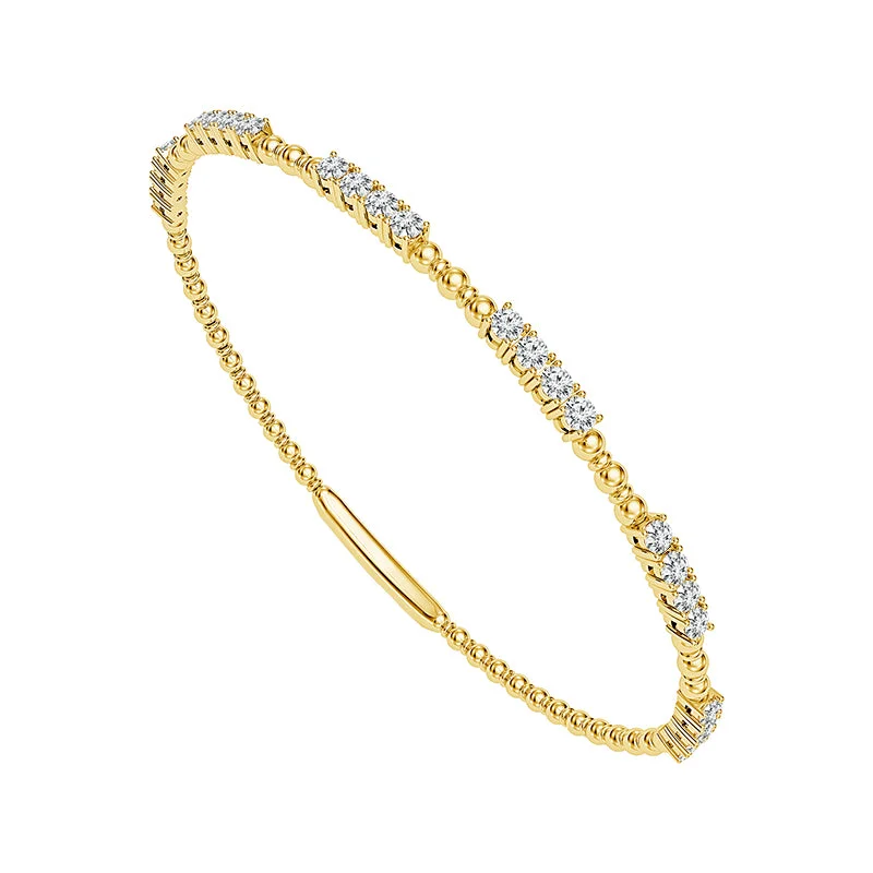 7/8 Ctw Flexible Diamond Bangle Bracelet in 14 Karat Yellow Gold