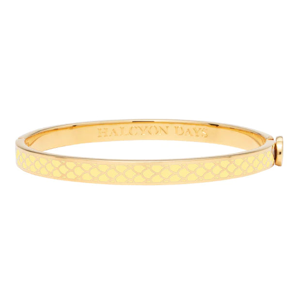 HALCYON DAYS 18K YELLOW GOLD PLATED 6MM SALAMANDER BUTTERCUP ENAMELED BANGLE BRACELET