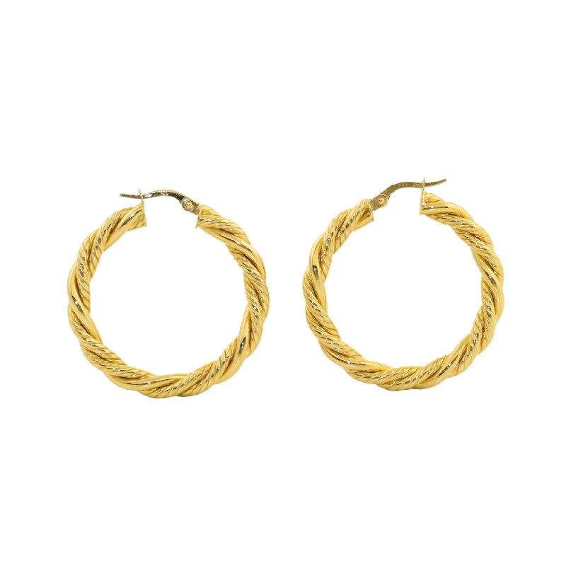 14K Italian Gold x 4mm Semi-Hollow Rope Hoops