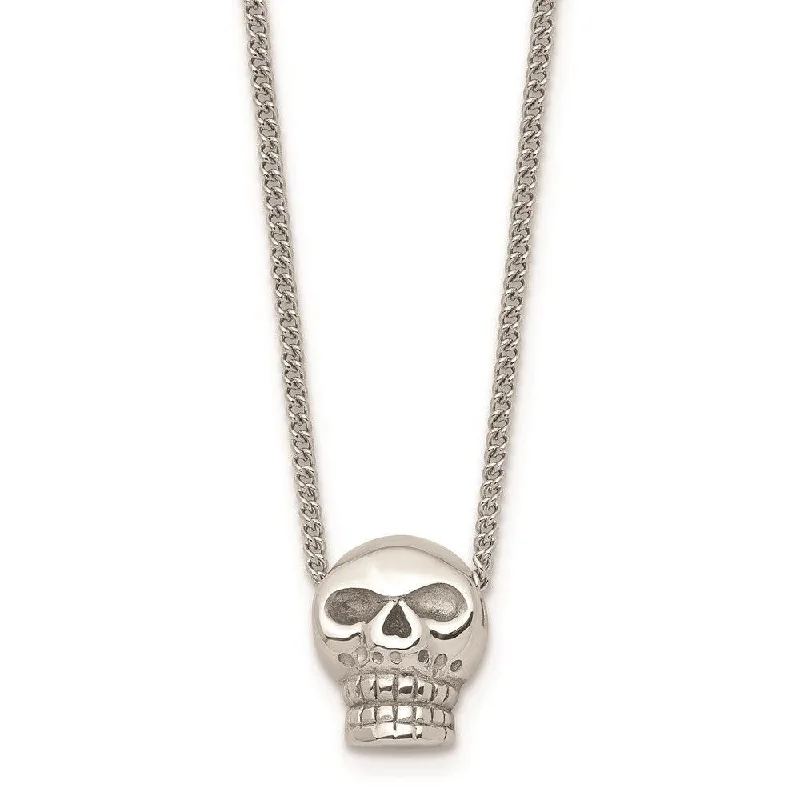 Stainless Steel Polished Skull Necklace