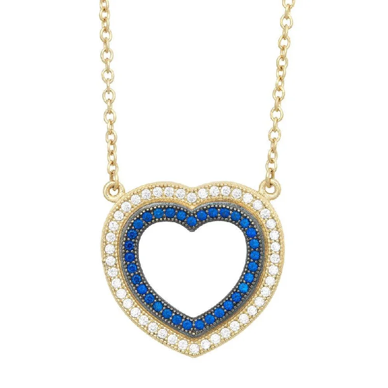 Sterling Silver Gold Micro Pave Heart Necklace