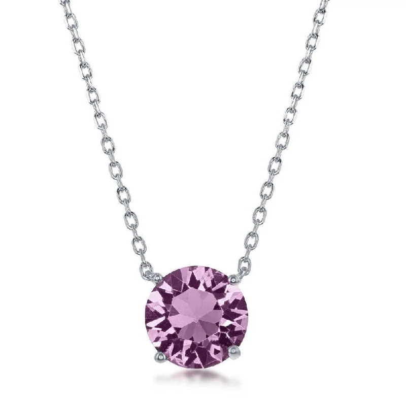 Sterling Silver Light Amethyst "June" Swarovski Element Necklace