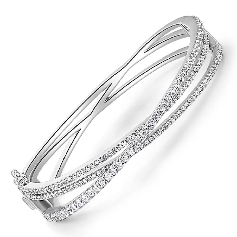 Round Brilliant bangle with 2.63 carats* of diamond simulants in sterling silver