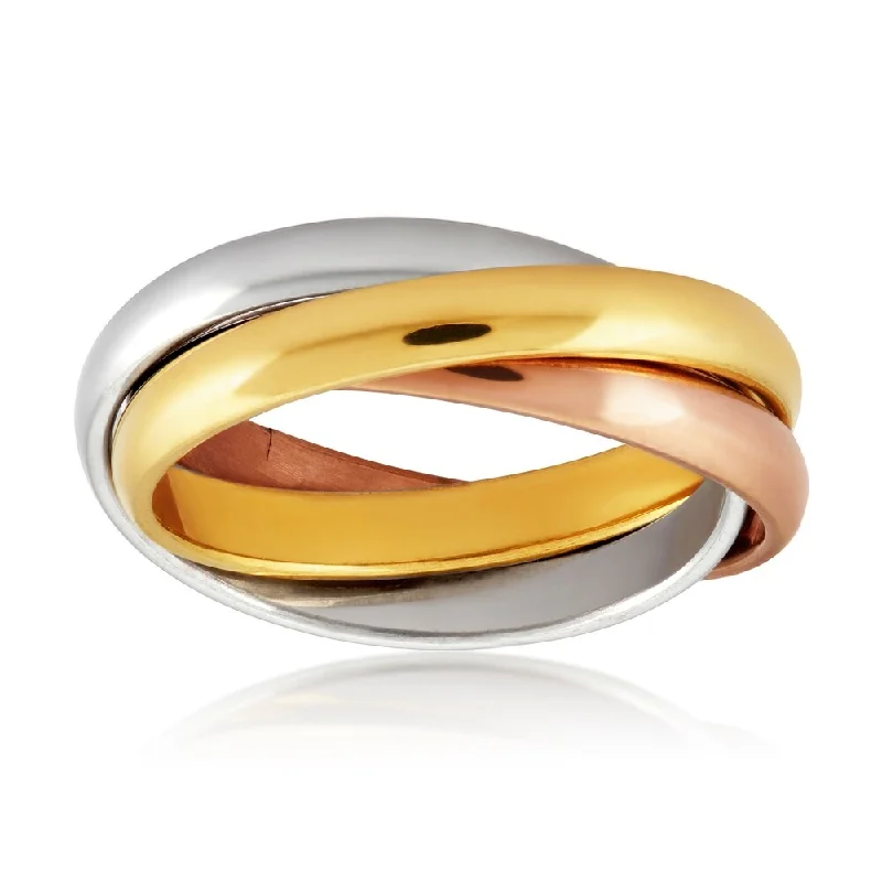 Women's Intertwined Triple Bands Tri-Color Stainless Steel Ring