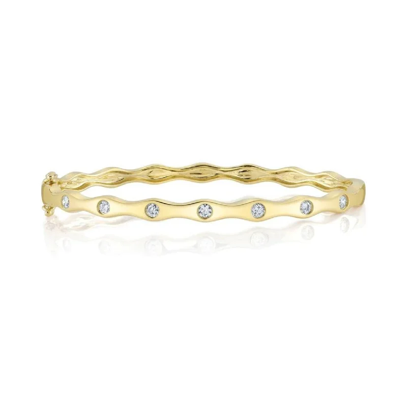 SHY CREATION 14K YELLOW GOLD DIAMOND BEZEL SET BANGLE BRACELET - 0.45CTW