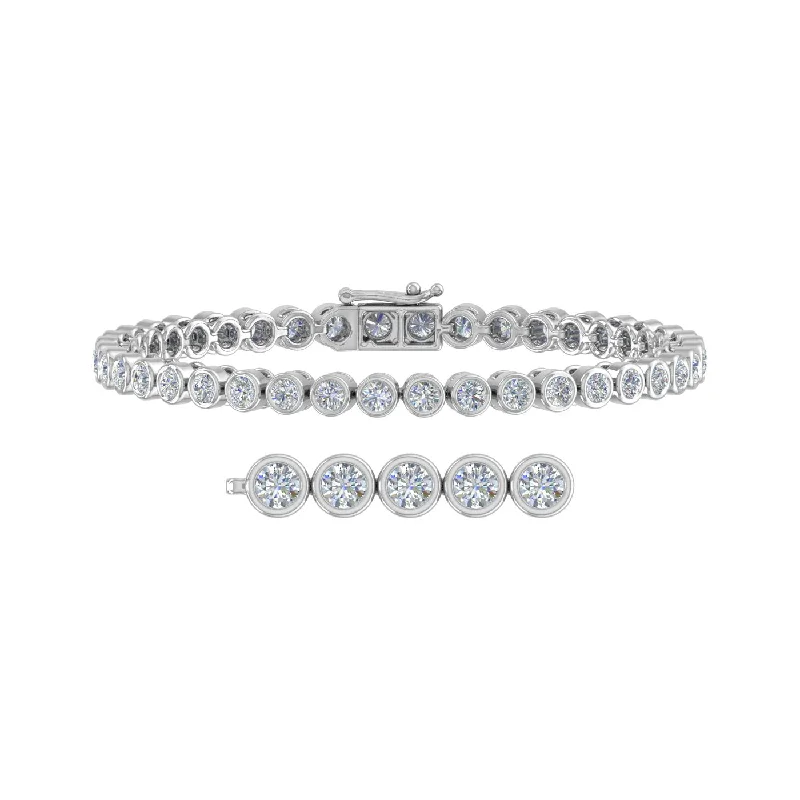 5 Carat Bezel Set Diamond Tennis Bracelet in 14K Gold (7.5 Inch) (I1-I2 Clarity / GH Color)