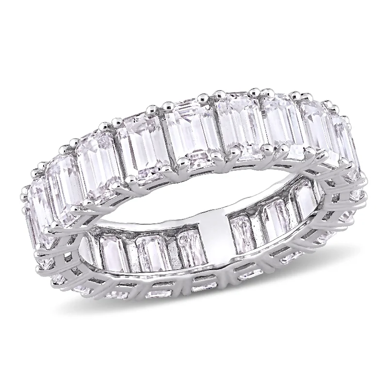 Eternally Yours 6ct DEW Emerald Cut Created Moissanite Eternity Ring in 14k White Gold