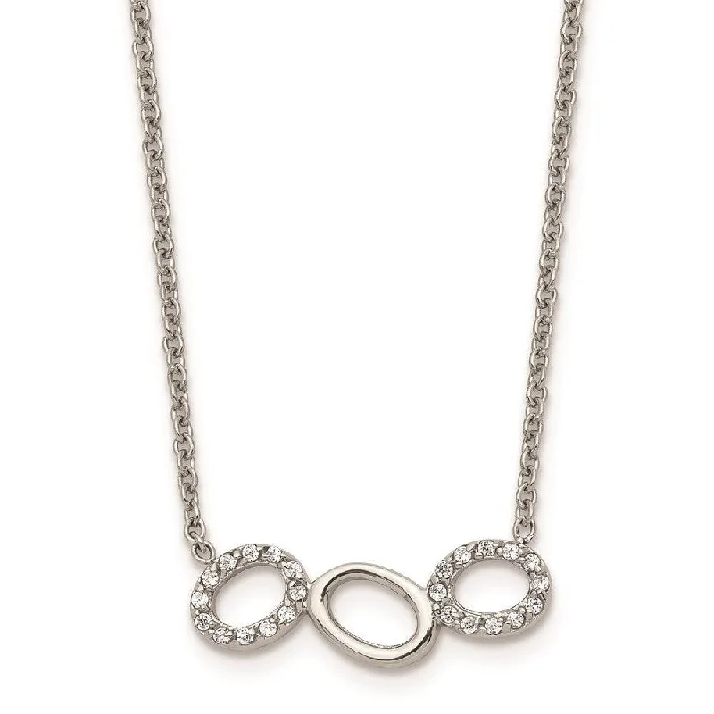 Stainless Steel Polished CZ Necklace