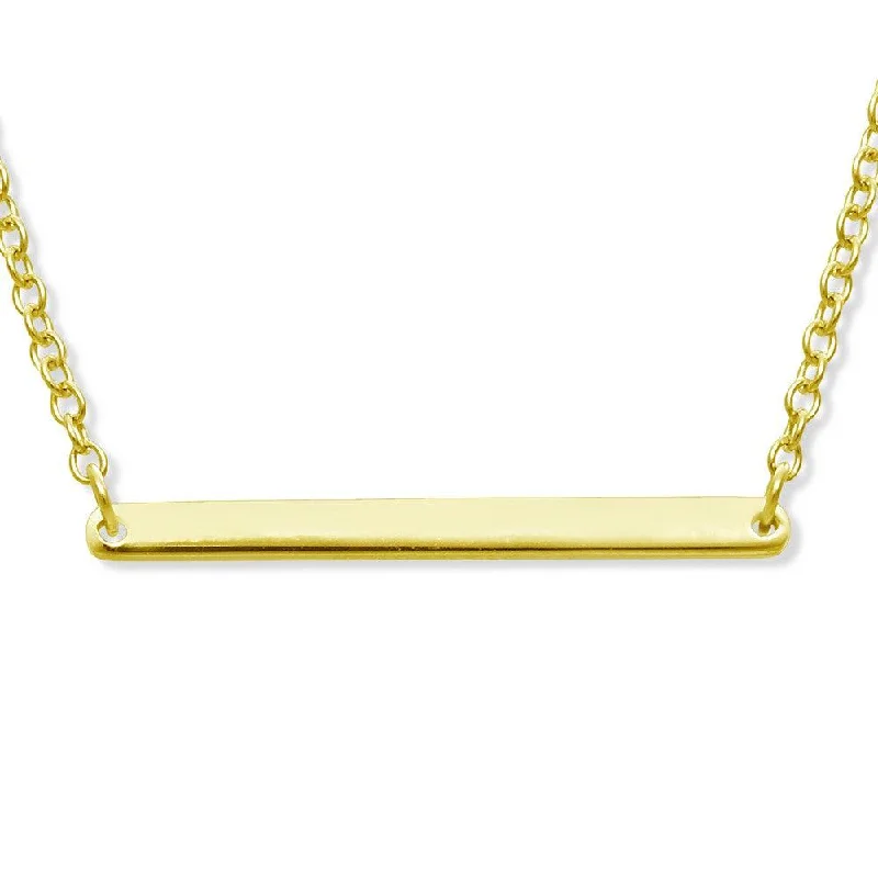 Sterling Silver Small Bar Necklace - Gold Plated