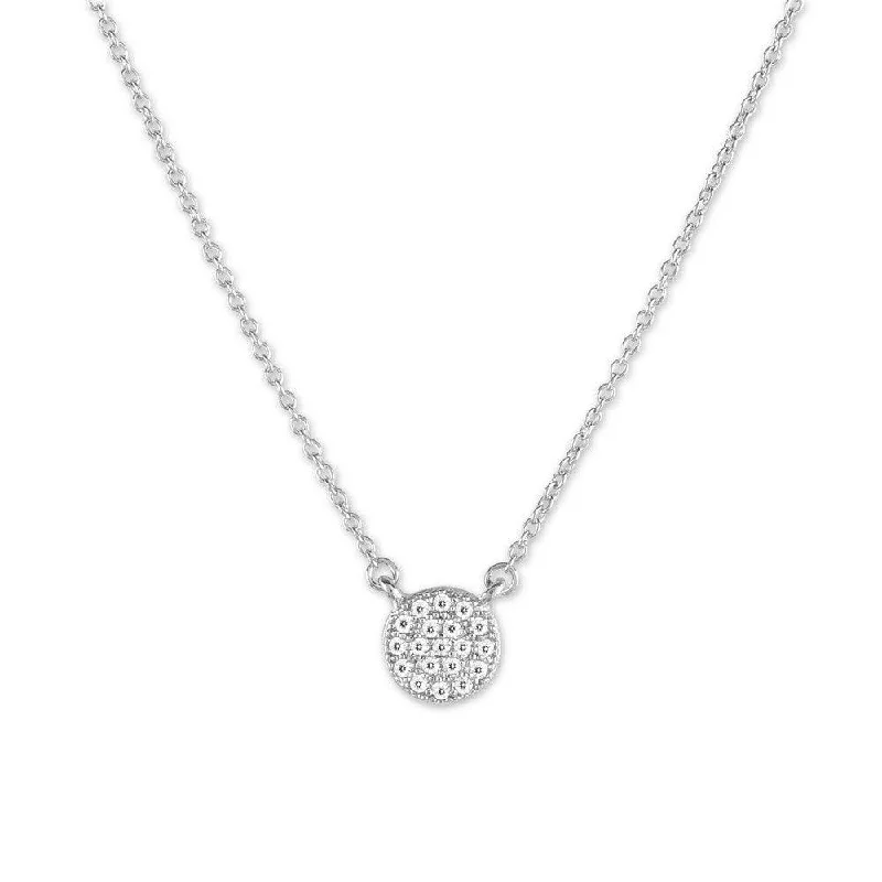 Sterling Silver Small Round Micro Pave Necklace