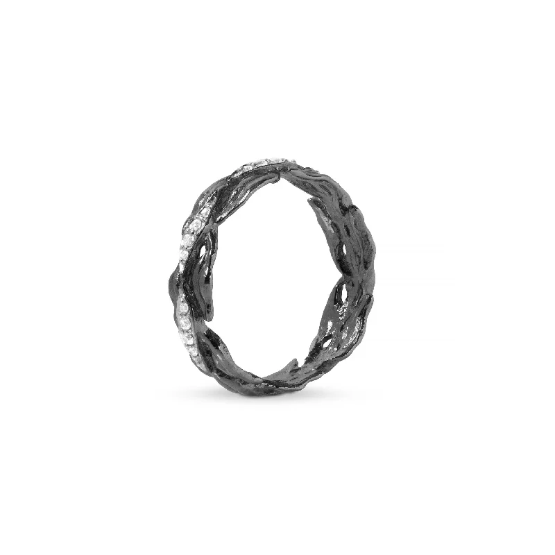 Laurel Ring with Diamonds - Black Rhodium