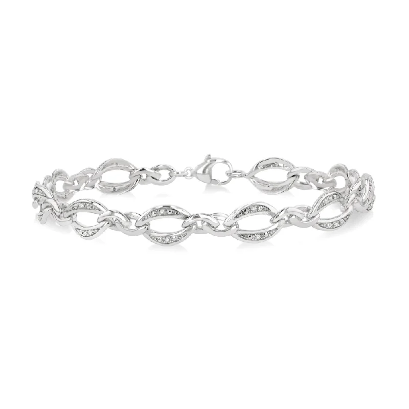 1/10 Ctw Round Cut Diamond Infinity Bracelet in Sterling Silver