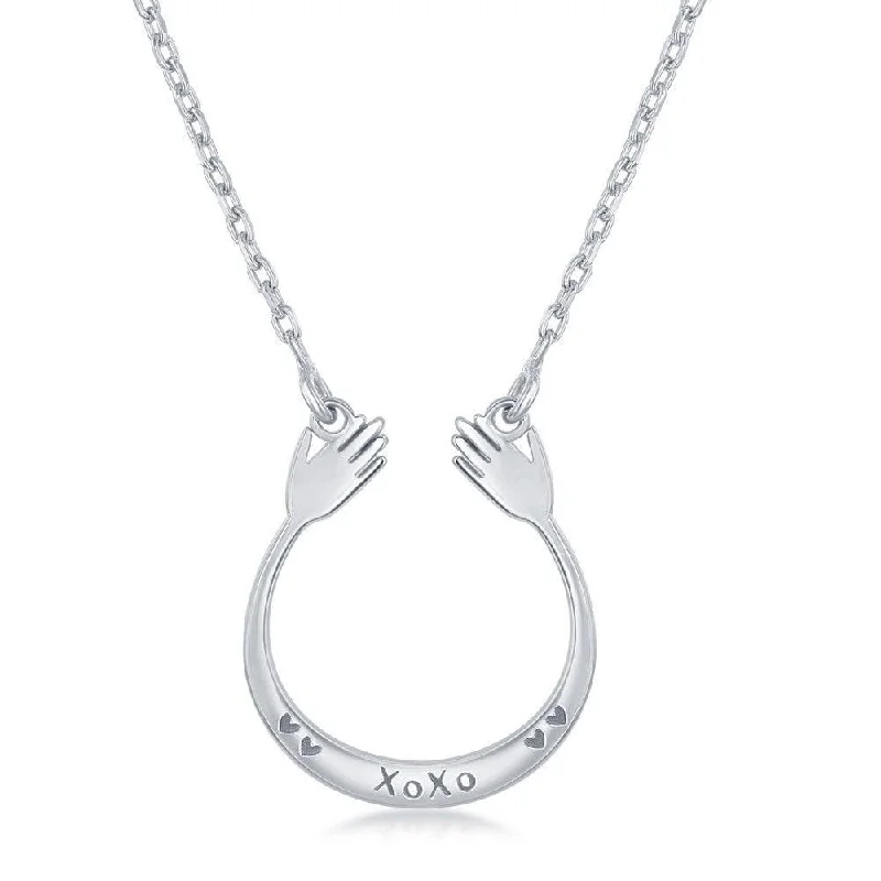 Sterling Silver XOXO U Hands Design Necklace