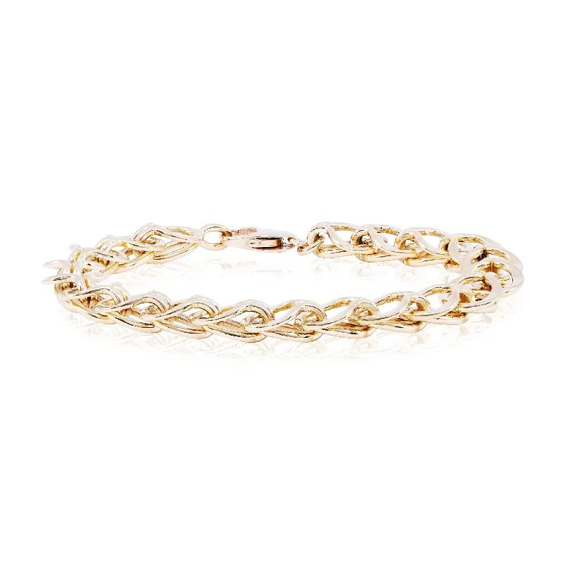 ESTATE 18K YELLOW GOLD FLAT LINK AND OVAL LINK BRACELET - 7.5 INCH