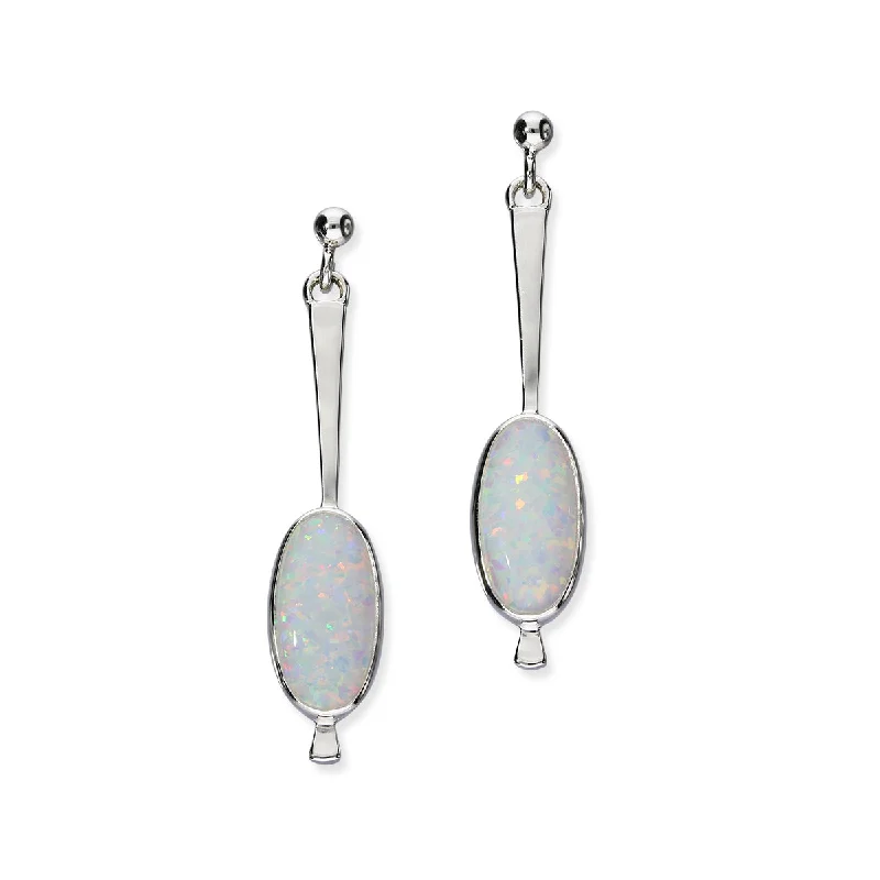 Sahara Sunset Silver Earrings SE387 White Opal