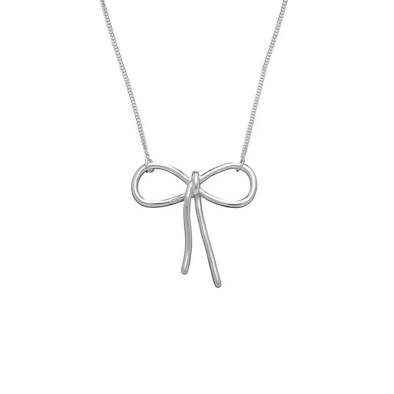 Sterling Silver  Center Bow Necklace