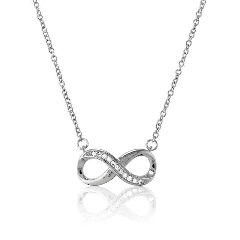 Sterling Silver Half White Topaz Infinity Necklace