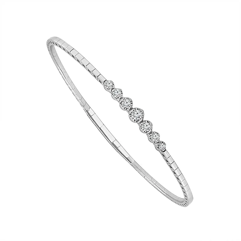 1/5 Ctw Flexible Diamond Bangle Bracelet in 10 Karat White Gold