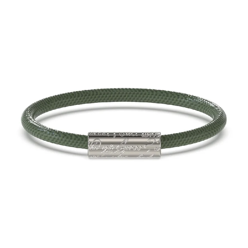 Guess Men's Jewellery Stainless Steel 6mm Script Green Leather Bracelet