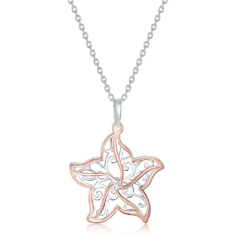 Sterling Silver Two Tone Starfish Necklace