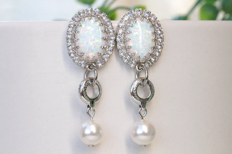 White Opal Pearl Earrings