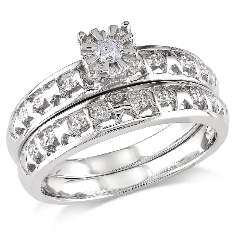 Miadora Sterling Silver Diamond Accent Bridal Ring Set