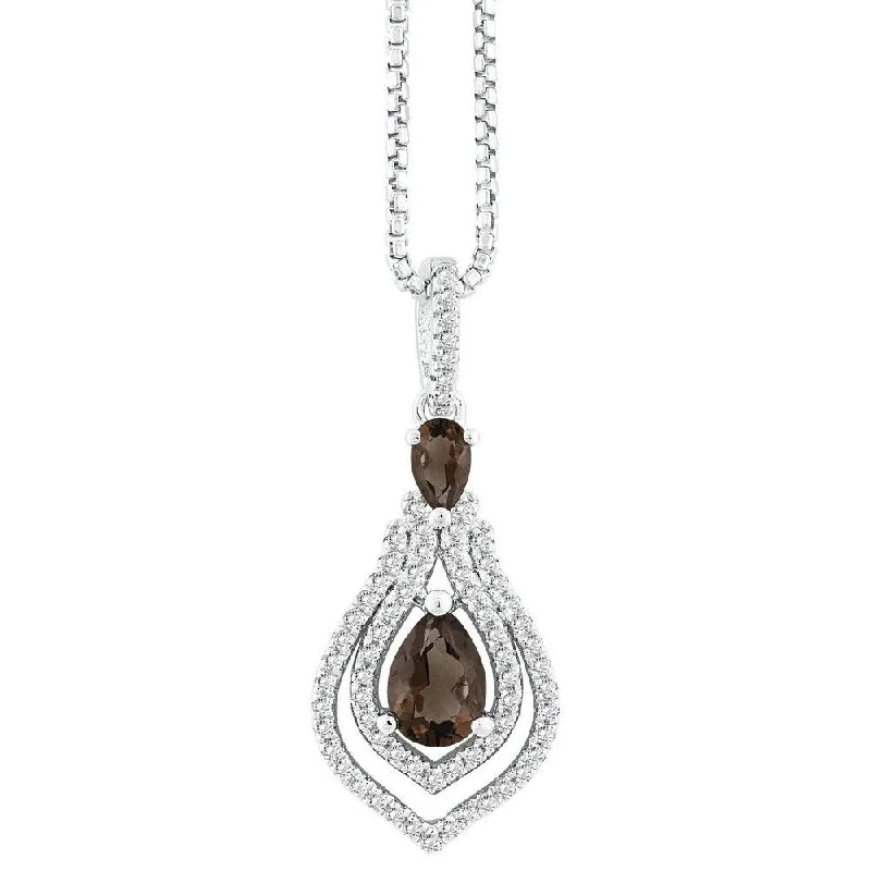 Sterling Silver .875cttw Double Pear with .552 ct White Topaz Necklace