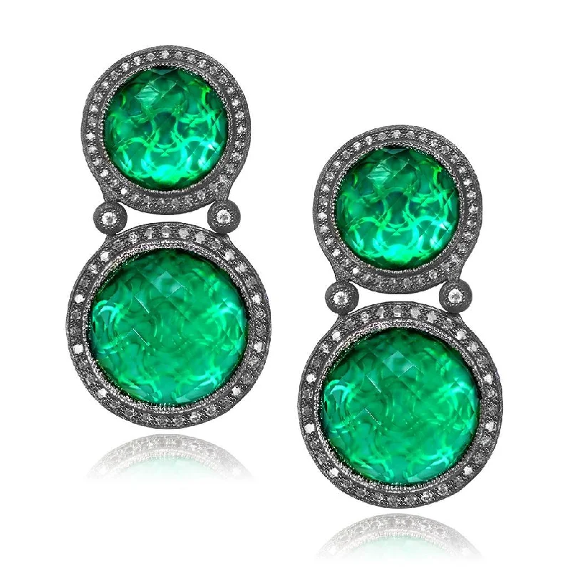 Silver Symbolica Drop Earring with Green Agate & Topaz