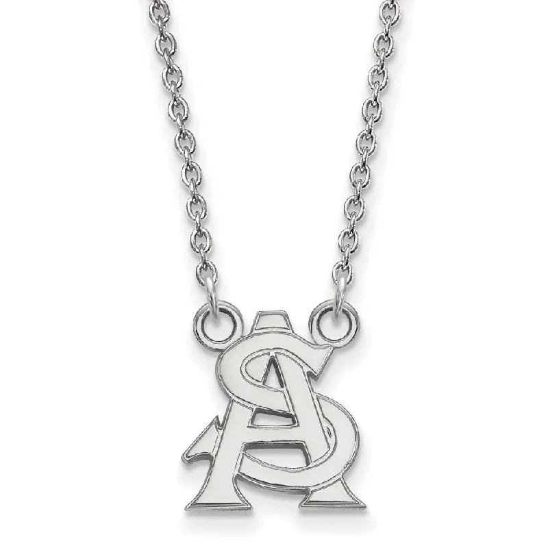 Sterling Silver Arizona State Small 'AS' Pendant Necklace